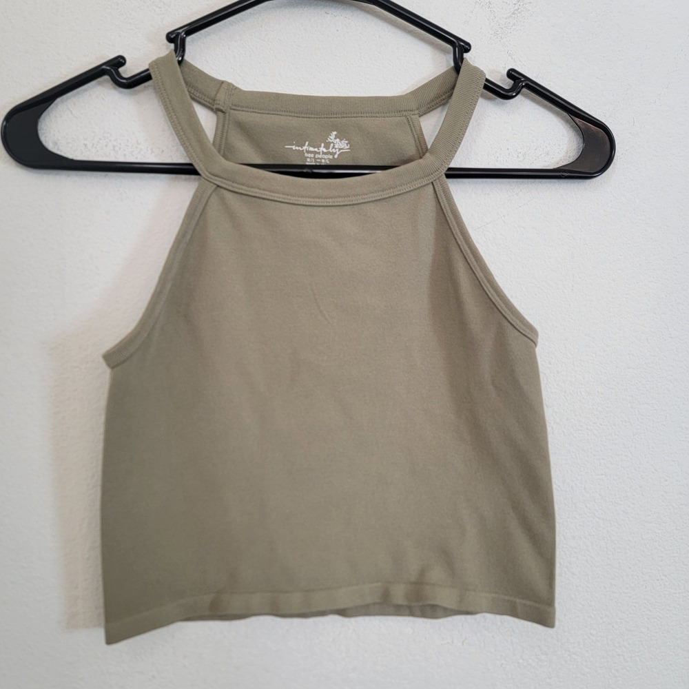 Intimately Free People Green Ribbed Seamless Crop Tank Top Womens Size M/L